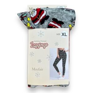 New Mayfair Christmas Santa Print Holiday Leggings | Size XL